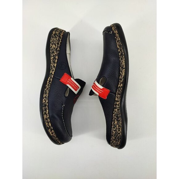 Rieker Women's Black Leather Anti-Stress Slip On Mules Clogs Size 9 US - Picture 5 of 10